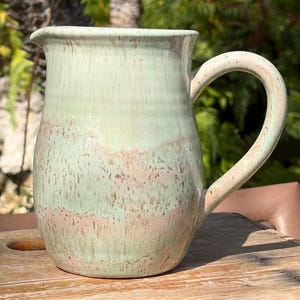 Handcrafted Ceramic Pitcher, Wheel Thrown Pottery, 32oz
