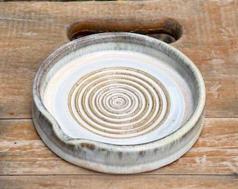 Handmade Pottery Garlic Grater Dish: Wheel Thrown Dipping Bowl