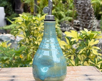 Handcrafted Wheel Thrown Pottery Olive Oil Dispenser - 10oz