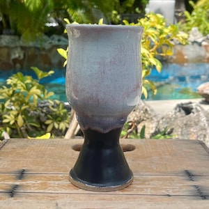 Handcrafted Ceramic Chalice: Wheel Thrown Pottery Wine Goblet