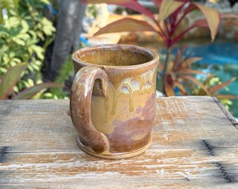 Handcrafted Coffee Mug, Unique Wheel Thrown Pottery Cup for Tea & Coffee -12oz