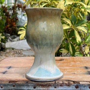 Handcrafted Ceramic Chalice: Wheel-Thrown Pottery Wine Goblet