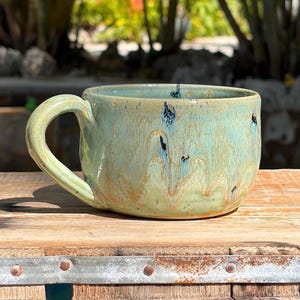 Handcrafted Coffee Mug, Unique Wheel Thrown Pottery Cup for Tea & Coffee -16oz