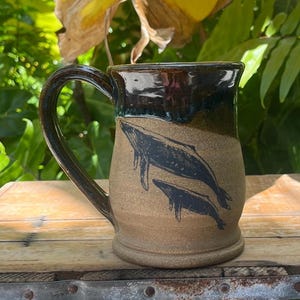 Handcrafted Whale Pottery Coffee Mug, Unique Mug for Coffee, Tea or Hot Cocoa, Perfect Gift for Ocean Lovers