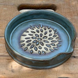 Handcrafted Wheel Thrown Pottery Garlic Grater Dish, Makes a Great Dipping Dish for Oil, Vinegar, and Garlic, Unique Gift Idea