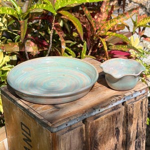 Handmade Pottery Chip and Dip Bowl: Serving Dish Set