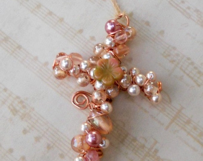 Beaded Copper Wire Cross Etsy