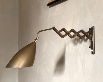 1950s Brass Scissor Wall Lamp in Stilnovo Style