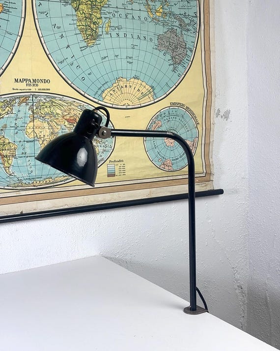 Lampada da Tavolo Industriale EIA Torino Anni 40, Lampada da Scrivania Vintage a Morsetto, Modernariato Italiano Bauhaus