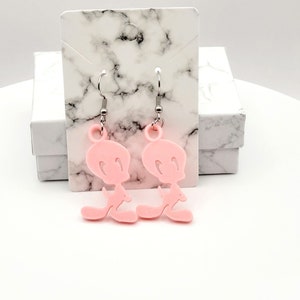 Pendientes Tweety Bird, Pendientes 3D, Joyería impresa en 3D, Pendientes colgantes, Pendientes divertidos, Pendientes extraños, Pendientes extravagantes, Pendientes funky, Regalo