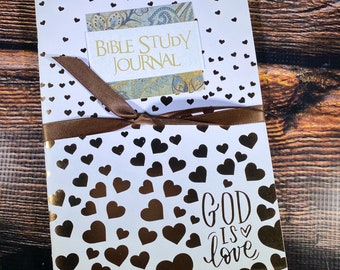 Bible Study Journal Blank Spiritual Notebook “God Is Love” with Page Prompts