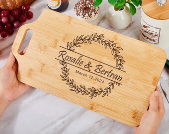 Personalized Cutting Board Custom Wood Cutting Board,Cheese Board Bamboo Cutting Board Engraved Anniversary Gift for Wife,Mom,Housewarming