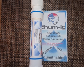 Dispensador sumergible de cebo líquido Chum It de 177 ml (6 oz) con tasa de liberación ajustable.