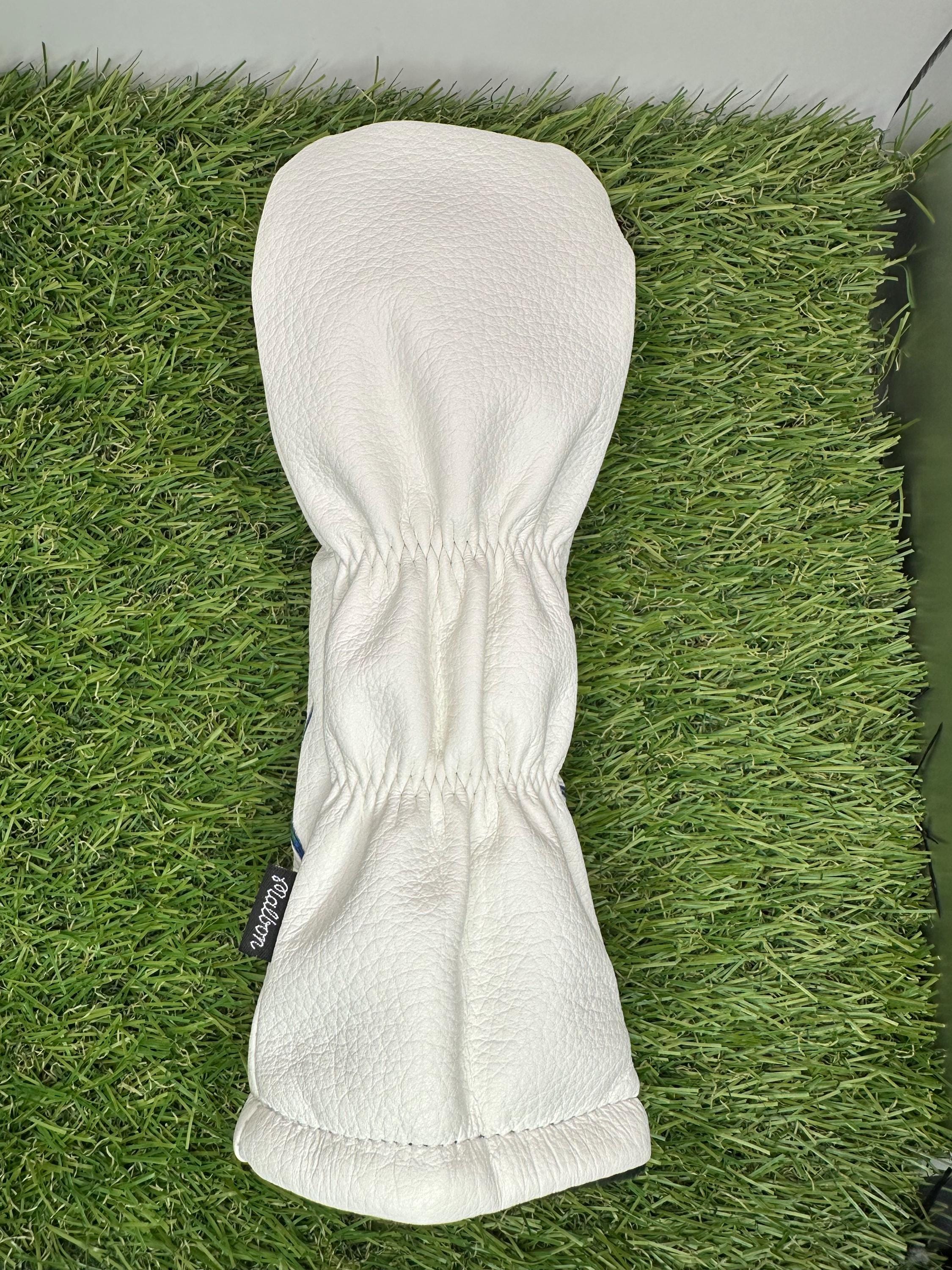 Malbon Golfschläger-Kopfbedeckungen – „Buckets City“ Premium-Leder mit gesticktem Marlin-Angel-Design – Geschenke für Papa – Geschenke für Golfer