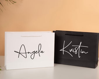 Elegante Geschenktüte – Geschenktüte in Schwarz und Weiß, Geschenktüten für Brautjungfern, Geschenktüten für Hochzeiten, Geschenktüten für Junggesellenabschiede, Geschenktüten für Brautpartys