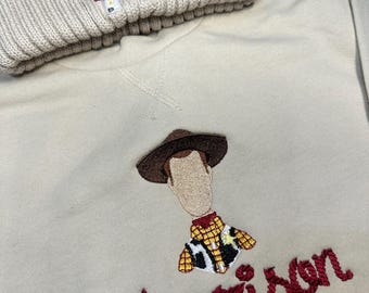 Sudadera infantil bordada de Woody el Vaquero – Suéter con nombre de cuerda / Suéter Disney con temática del Oeste