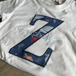 Personalised name Ocean t shirt Embroidered Baby, Toddler, Children's whale tee, Kids summer clothing, gift for him top, sea short sleeve