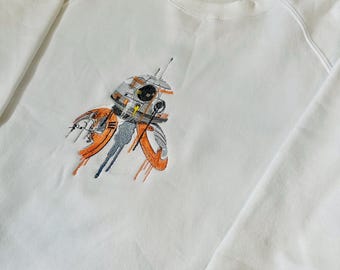 Felpa da uomo ricamata BB-8 di Star Wars, maglione per San Valentino, regalo di Star Wars, maglietta per papà per la festa del papà, abbigliamento nerd, felpa spaziale geek