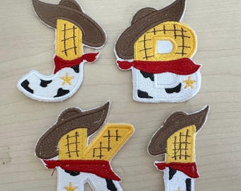 Parche termoadhesivo con letras de Woody, inspirado en Toy Story, parche para ropa DIY, regalo de vaquero, accesorios de Disney Pixar, ropa personalizada DIY