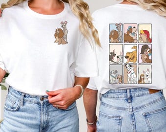Koszulka z bawełny organicznej Disney Dogs, koszulka z grafiką postaci dla fanów Disneya i miłośników psów – rozmiary dla dorosłych i dzieci