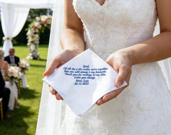 Personalized Embroidered Handkerchief,Wedding Handkerchief, Father of The Bride Gift, Groomsmen Gift, Pocket Square, Mother in Law Gift