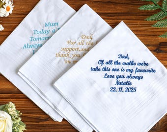 Personalized Embroidered Handkerchief – Father of the Bride Gift from Daughter, Custom Wedding Handkerchief for Dad, Groom Gift