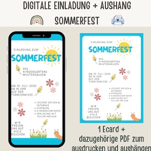 Ecard & Aushang Sommerfest Kita | Vorlage Sommerfest Kindergarten | digitale Einladung Sommerfest | Einladung Kindergartenfest digital Ecard