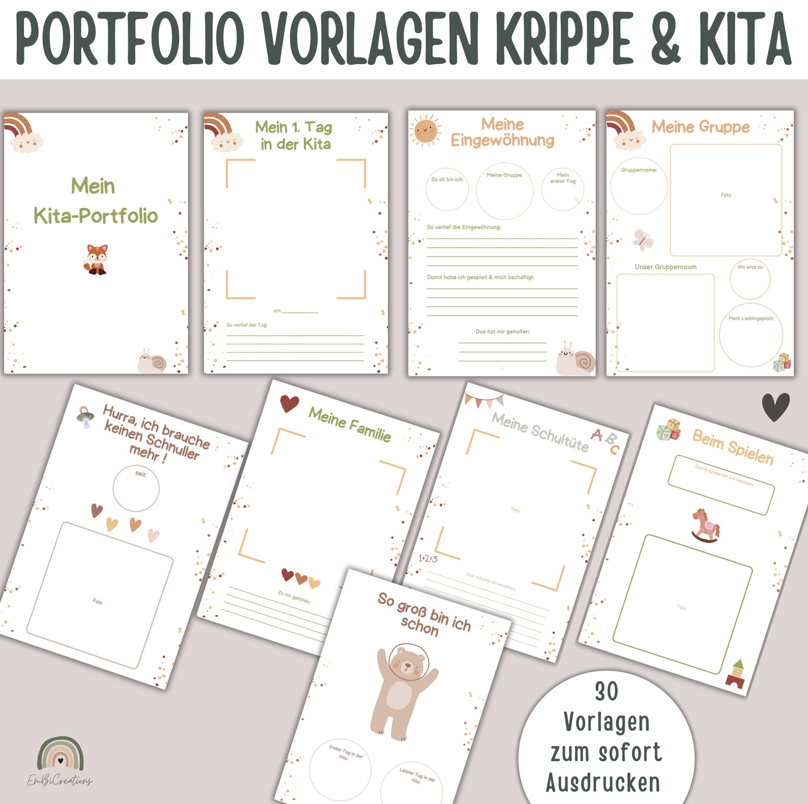 Steckbrief Kindergarten | Portfolio Vorlagen Kita | Steckbrief Krippe