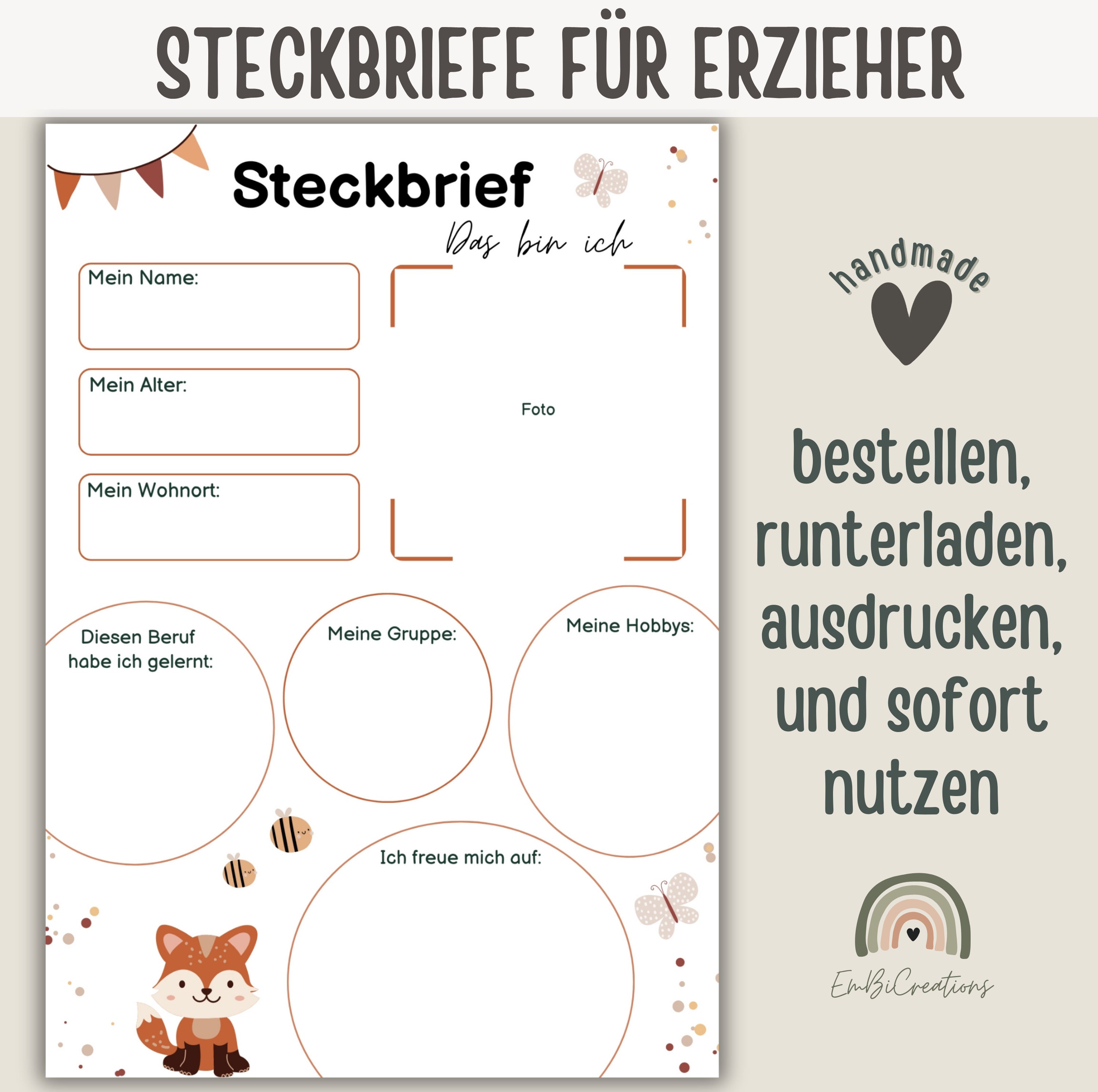2 Steckbriefe F r Erzieher Steckbrief Kita Vorlage Erzieherinnen 
