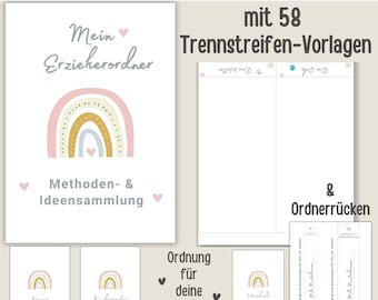 Vorlage für Erzieher Ordner DinA4 | Erzieher Materialien | Portfolio Vorlage Krippe | Portfolio Vorlage Kita | Kindergarten Ordner Erzieher