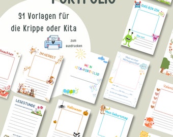 Daycare portfolio template | Nursery portfolio template | Kindergarten portfolio template | Template for educators | Childminder portfolio template |