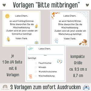 Aushang Kita | Aushang Kindergarten | Portfolio Vorlage Kindergarten | Vorlage für Erzieher | Aushang bitte mitbringen Kita | Aushang Krippe