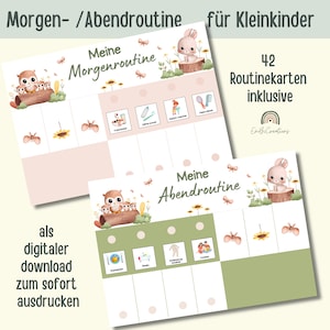 Rutina matutina para niños | Plan de rutina niños | Rutina nocturna para niños | Tarjetas de rutina para niños | Plantilla infantil de rutina matutina | Horario diario