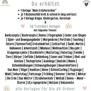 Portfolio Vorlage Kita | Vorlage für Erzieher Ordner DinA4 | Portfolio Krippe | Portfolio Vorlage Kindergarten | Methodensammlung Erzieher |