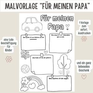 Ausmalbild Papa| Geschenk Vatertag | Geburtstag Papa | Bastelvorlage Kindergarten | Malvorlage Papa | Vorlage Kita | Erzieher Materialien |