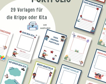 Modello di portfolio per asilo nido | Portfolio per asilo nido | Portfolio per scuola materna | Modello per educatori | Portfolio pirata per assistenti all'infanzia | Cartella per asilo nido in formato PDF