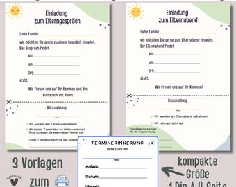 Daycare parents' evening invitation | Daycare poster | Daycare portfolio template | Kindergarten parent-teacher meeting | Nursery invitation | Educator materials |