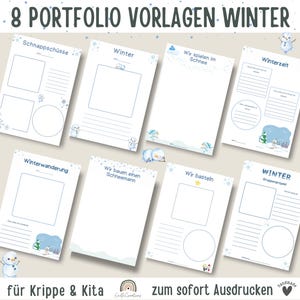 Winter portfolio templates for kindergarten | Daycare portfolio template | Nursery folder template | Templates for educators PDF | Educator materials |