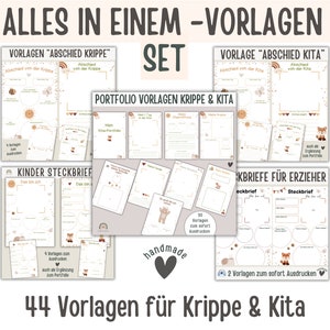 44 Portfolio template kindergarten | Portfolio crèche | Portfolio template daycare | Templates for educators | Daycare folders | Educator materials |