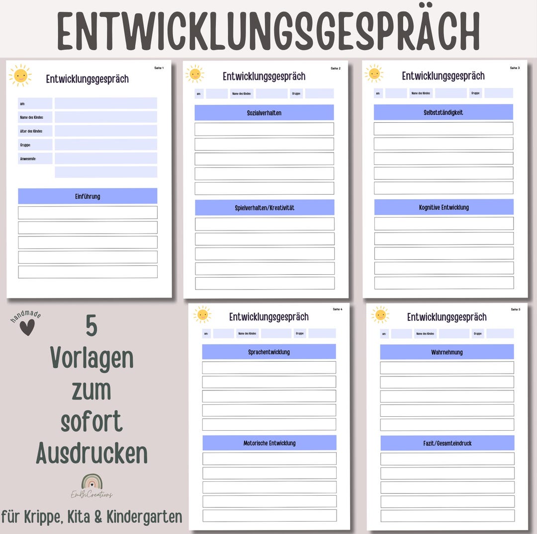 Daycare Development Discussion Template | Kindergarten Portfolio ...