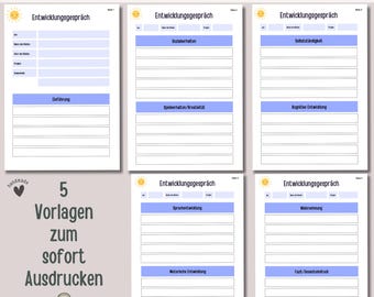 Entwicklungsgespräch Kita Vorlage | Portfolio Vorlage Kindergarten | Gesprächsprotokoll Krippe | Vorlage für Erzieher | Erzieher Materialien