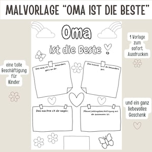 Ausmalbild Oma | Bild Geburtstag Oma | Ausmalbild für Kinder | Malvorlage Oma | Portfolio Vorlagen Kita | Bastelvorlage Kind | malen Kind