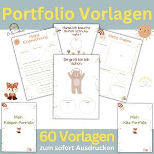 60 portfolio templates for kindergarten | Portfolio templates for daycare centers | Nursery materials for educators | Templates for educators | Kindergarten folders |