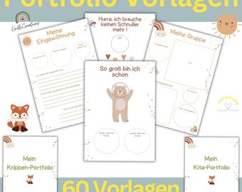 60 portfolio templates for kindergarten | Portfolio templates for daycare centers | Nursery materials for educators | Templates for educators | Kindergarten folders |