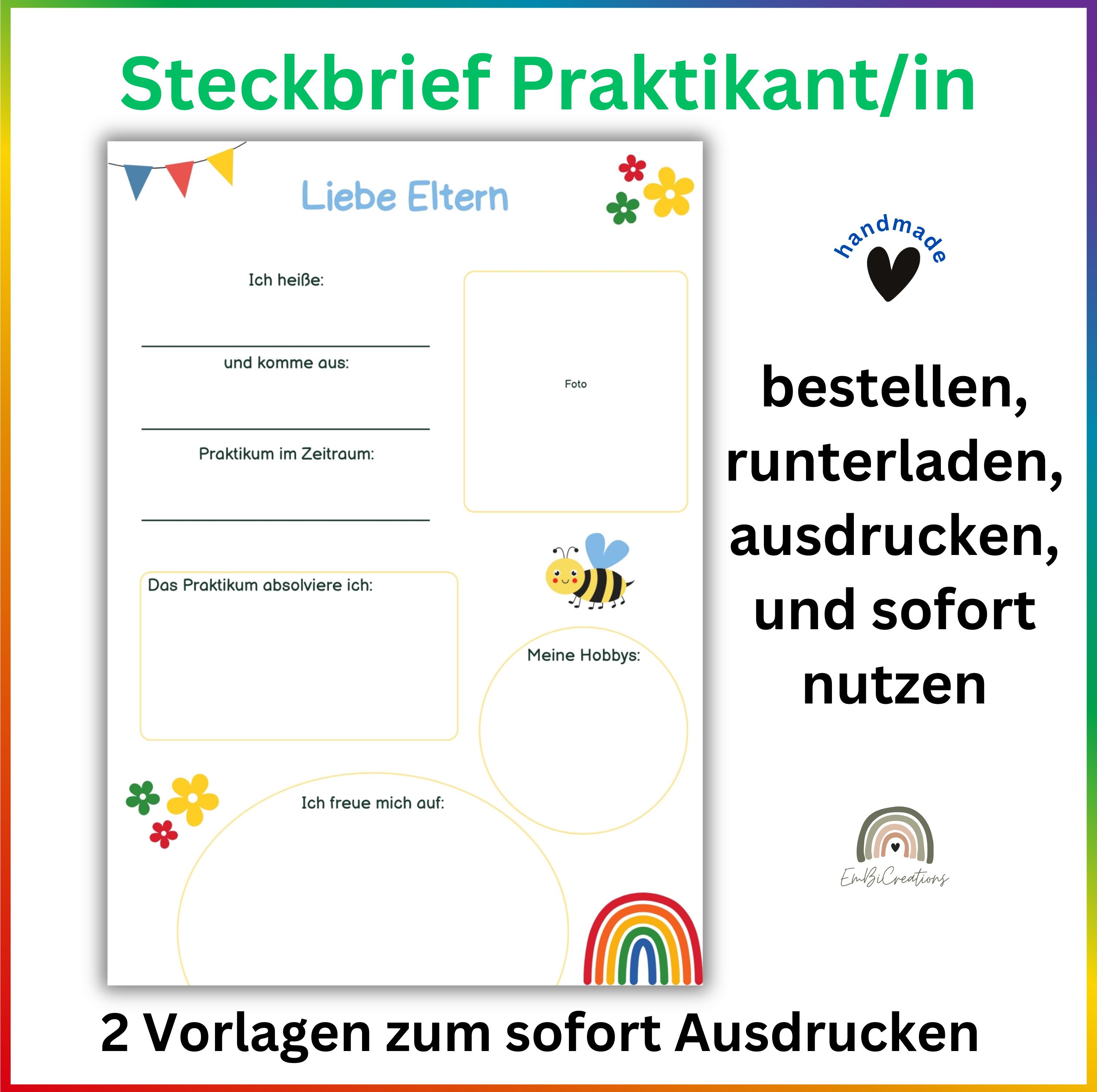 Steckbrief Praktikum Kindergarten