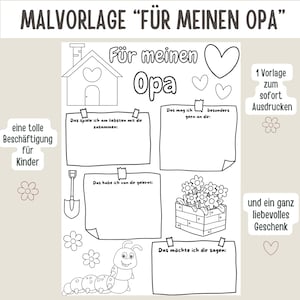 Ausmalbild Opa | Geschenk Opa Kind | Portfolio Kita | Bastelvorlage Kind | Malvorlage Opa | Geburtstagsgeschenk Opa | Opa ist der Beste