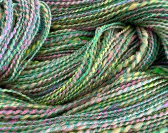 Spring Mix - Blended Fiber Batt - Merino - Bamboo - Tussah Silk Blend- Handspun - 2ply Yarn - 258 yards - Fiber Artist - Rachel M Post