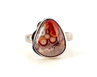 Specimen Ring - Crazy Lace Agate Sterling Silver Ring - US Size 6 3/4 - Silversmith - Rachel M Post