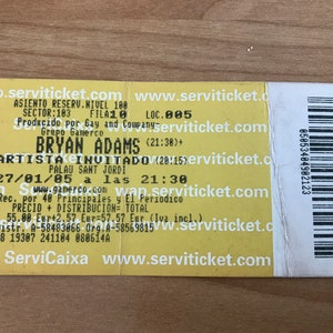 Bryan Adams Vintage-Konzertticket Barcelona 27.01.2005 Eingang Palau Sant Jordi