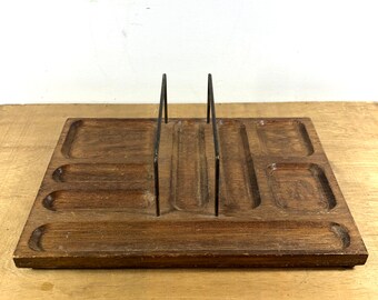 Vintage Mid Century Wooden Desktop or Vanity Organizer